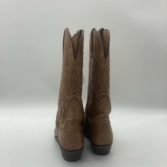 Womens 6.5B Lucchese Bootmaker Brown Bison Square Toe Cowboy Western Boots - Picture 7 of 12